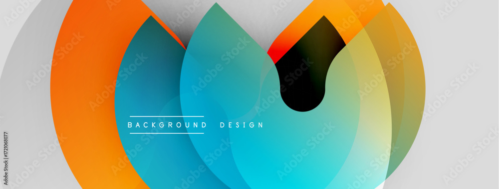 Poster abstract colorful layers create dynamic composition. overlapping circles, gradients, modern design e