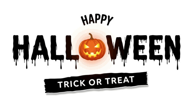 Happy Halloween Decoration: An eerie Halloween message adorned with a grinning jack-o'-lantern in a spooky celebration of the holiday spirit.