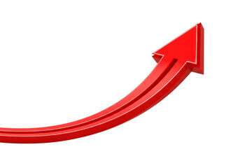 Red arrow showing upward trend and growth