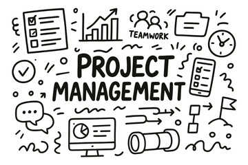 Project management line icon set. teamwork, planning, workflow outline icons collection