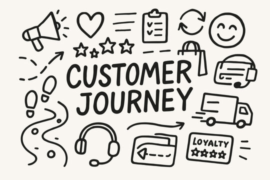 Customer journey outline icon set. user experience, loyalty, feedback icons in line style.