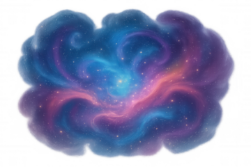 Colorful cosmic nebula cloud forming in space with shining stars and vibrant gas dust forming new galaxies