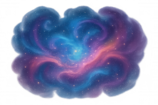 Colorful cosmic nebula cloud forming in space with shining stars and vibrant gas dust forming new galaxies