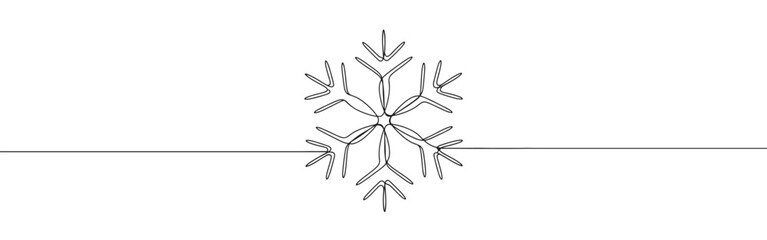 Snowflake line art. Christmas and winter continuous one line drawing. © drawing lines