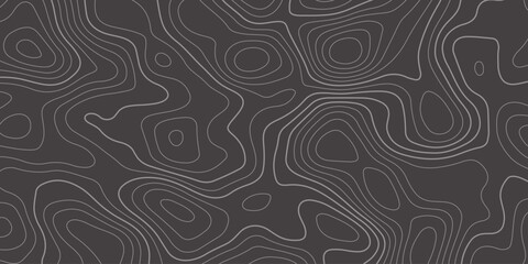 Abstract design with seamless pattern with lines topographic map. geographic mountain relief. the black on gray contours topography stylized height of the lines. geographic contour map paper texture.