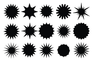 Abstract Black Burst Shapes Arrangement Vector Design with CMYK and Grayscale Colors