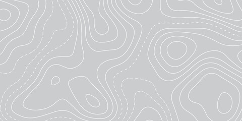 Abstract design with seamless pattern with lines topographic map. geographic mountain relief. the white on gray contours topography stylized height of the lines. geographic contour map paper texture.