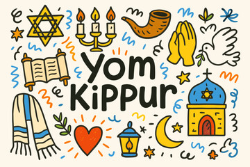 Naklejka premium Jewish holidays line icon set. yom kippur, hanukkah, passover, rosh hashanah icons