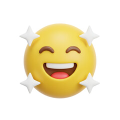 Happy sparkling face emoji icon