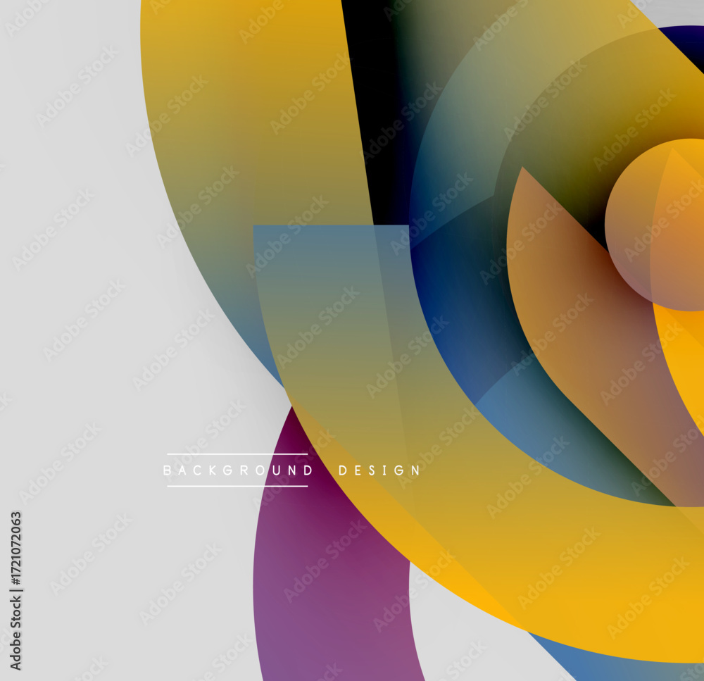 Poster abstract geometric shapes overlap, creating vibrant color gradients. modern design elements suggest 