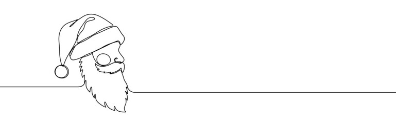 Santa Claus line art. Christmas xmas minimal simple art. Santa continuous one line drawing.