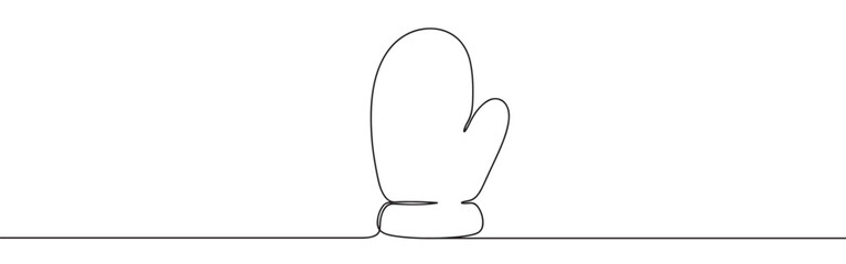 Mitten line art. Winter background. Gloves continuous one line drawing.