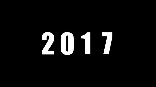 Animation showing year transition from 2015 to 2026 in analog clock style on isolated black background symbolizing time change and future countdown. 4K footage motion graphic video rendering.