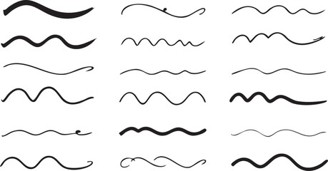 Collection of Hand-Drawn Wavy Lines and Decorative Dividers