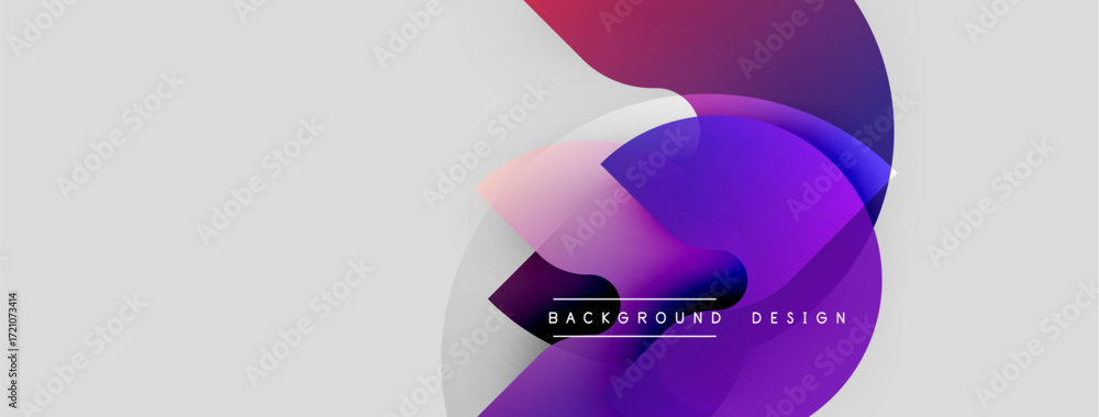 Poster abstract design features overlapping colorful shapes. gradient hues blend, creating modern visual im