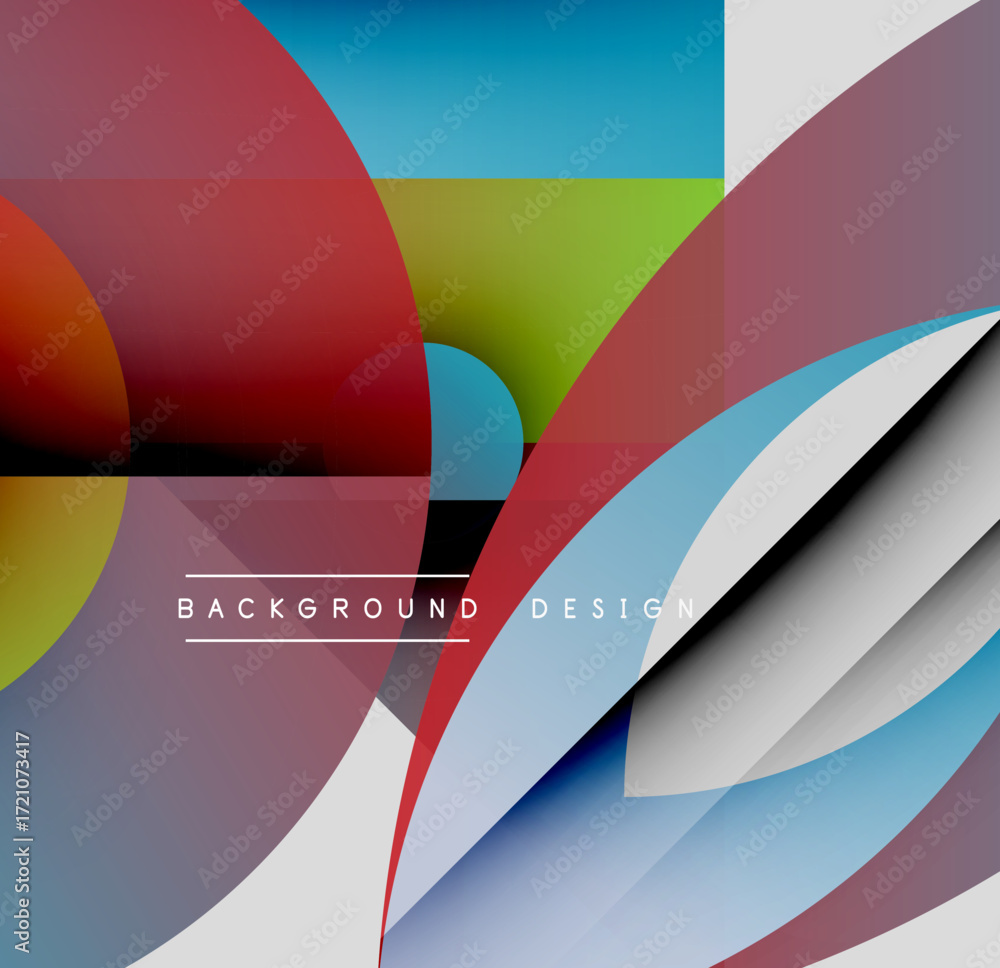 Poster abstract geometric composition. overlapping shapes, vibrant colors, modern design elements create dy