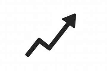 Growth arrow graphic illustrating increasing trend, rising analytics, market progress, and upward business development