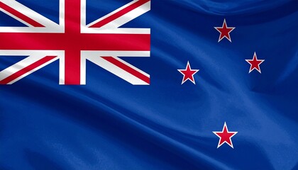 New Zealand flag with Union Jack, blue field, four red stars, Southern Cross