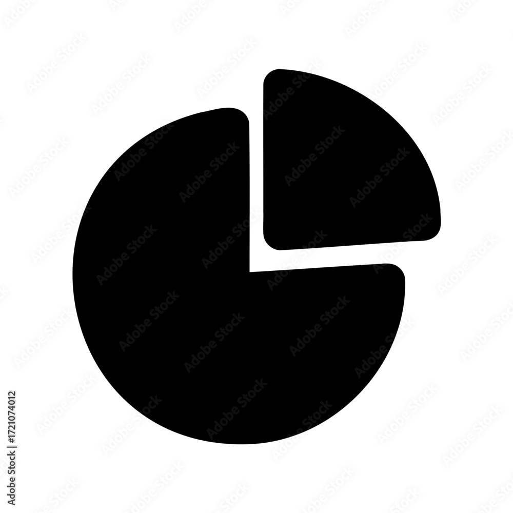Poster monochrome pie chart illustrates data distribution with missing segment representation