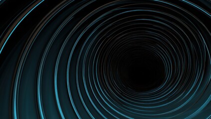 Obraz premium A mesmerizing spiral tunnel effect, showcasing concentric rings of deep teal and black, leads into an abyss of darkness.