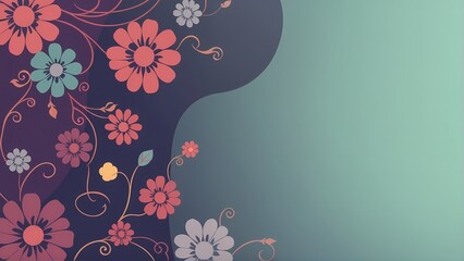 Floral Illustration with Gradient and Decorative Vines