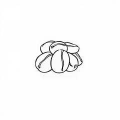 Fototapeta premium Black line drawing of five beans stacked on a white background 