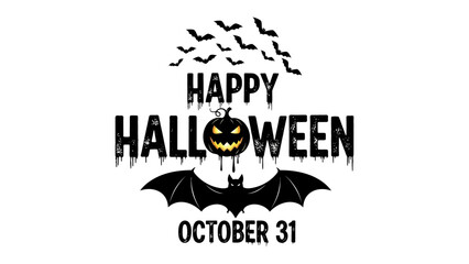 Spooky Halloween Celebration: A captivating image that embodies the essence of Halloween, with bats, jack-o'-lanterns, and festive greetings. Capturing the essence of a perfect Halloween night!