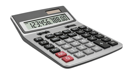 Gray calculator displaying a large number