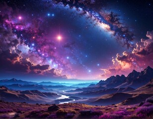 Fototapeta premium Cosmic mountain landscape