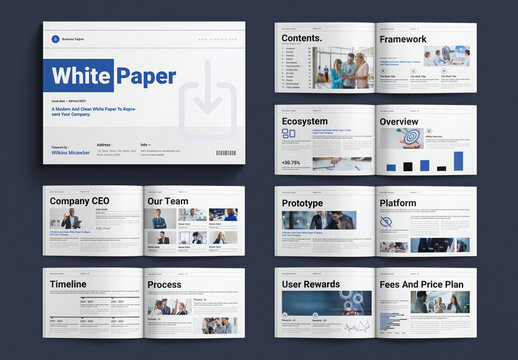 White Paper Brochure Template Design Layout Landscape
