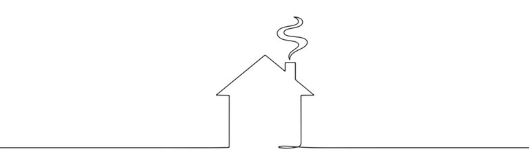 Home continuous one line drawing. House, real estate symbol. Vector illustration.