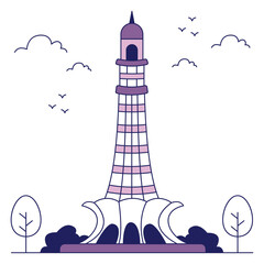 A flat design icon of minar e Pakistan