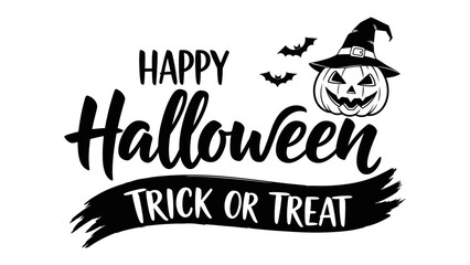 Spooky Halloween Typography: A stylized, eye-catching Halloween greeting that features a smiling jack-o'-lantern and bats in silhouette, perfect for evoking the playful frights of the holiday.