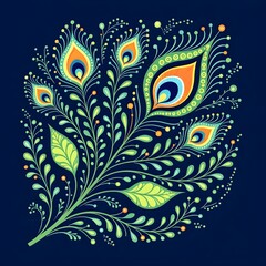 peacock feather pattern in blue background 