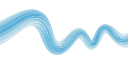 A flowing, wavy abstract blue ribbon or brush stroke against a white background, suggesting movement and fluidity.