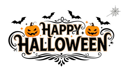 Happy Halloween: This festive image sets the stage for the spooky season with vibrant pumpkins and bats. The intricate design captures the playful essence of Halloween.