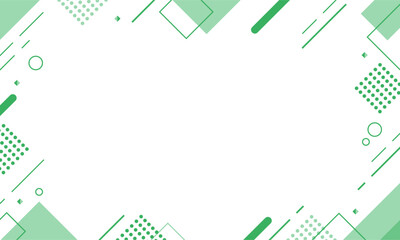 【緑】幾何学模様背景・メンフィスのフレームパターン素材