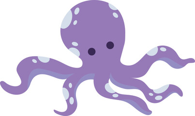 Adorable purple cartoon octopus illustration with white spots and simple round eyes.
