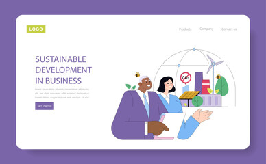 Sustainable Development Business Strategies Vector Illustration
