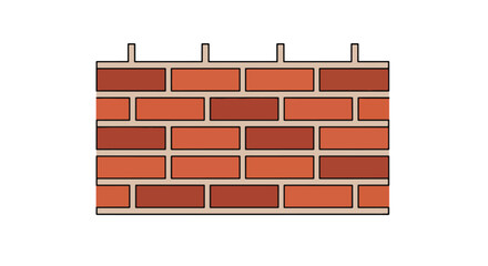 A clean, flat vector illustration of a red brick wall section with visible mortar lines, representing construction, texture, and masonry.