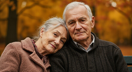 International Day of Older Persons 1 october - elderly senior man and woman in fall park