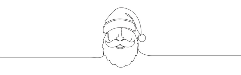 Santa Claus line art. Christmas xmas minimal simple art. Santa continuous one line drawing.