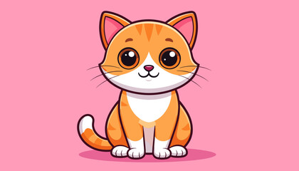Cute Orange Kitten with Pink Background