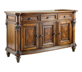 Elegant Wooden Buffet with Intricate Details for Dining Room Storage