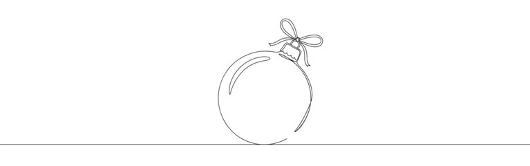 Christmas ball line art. Holiday christmas decoration continuous one line drawing.