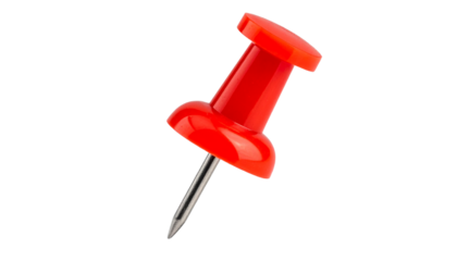 Single Red Thumbtack Standing Upright, Side Angle, Transparent PNG