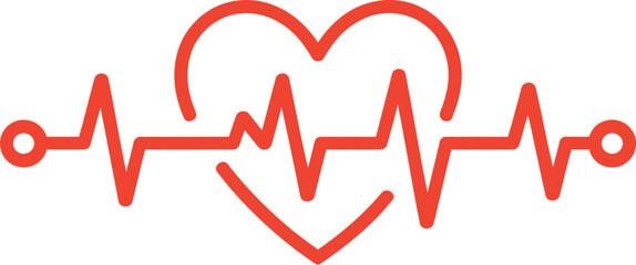 Vibrant red heartbeat line graphic symbolizing health and life