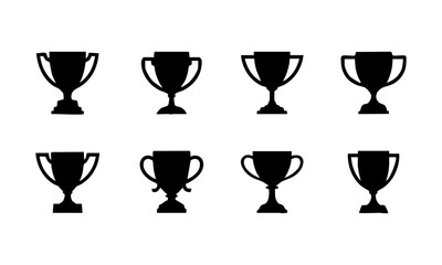 Trophy Cup Silhouette Icon Set Minimal Flat Vector illustration Collection, easily editable and scalable.