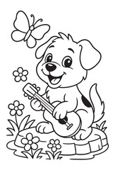 Puppy and Butterfly Coloring Page