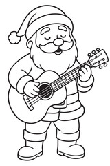 Santa Playing Guitar Coloring Page
